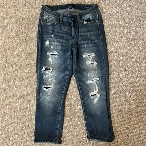 Judy Blue Dark Distressed Ankle Jeans